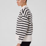 Ecru Black Striped Women's Jacket