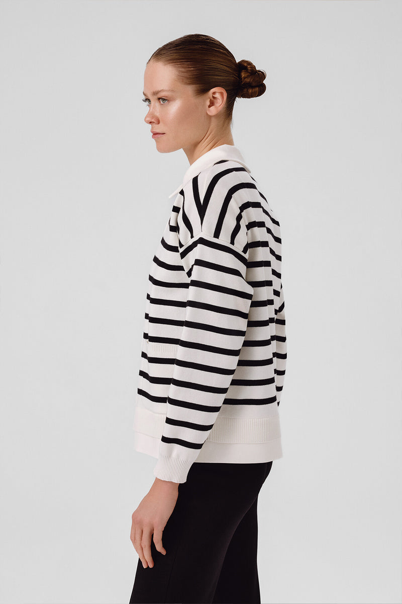 Ecru Black Striped Women's Jacket