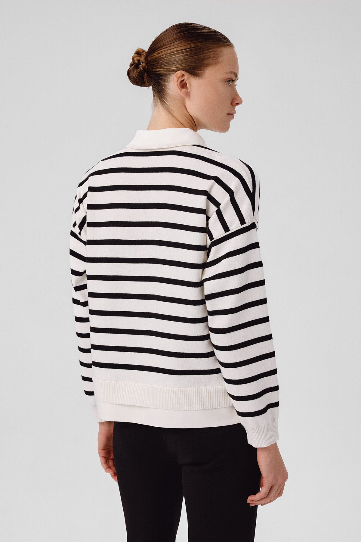 Ecru Black Striped Women's Jacket