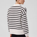 Ecru Black Striped Women's Jacket