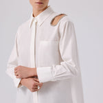 Ecru Stone-Embroidered Oversized Women's Shirt