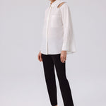 Ecru Stone-Embroidered Oversized Women's Shirt