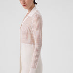 Ecru Transparent Detailed Ribbed Women's Cardigan