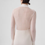 Ecru Transparent Detailed Ribbed Women's Cardigan