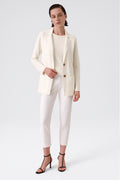 Ecru V-Neck Button-Up Women's Jacket