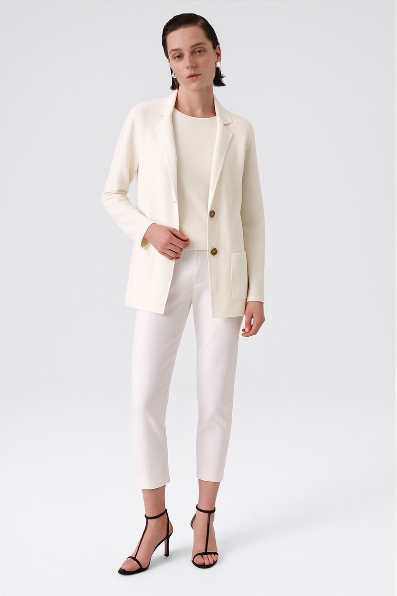 Ecru V-Neck Button-Up Women's Jacket