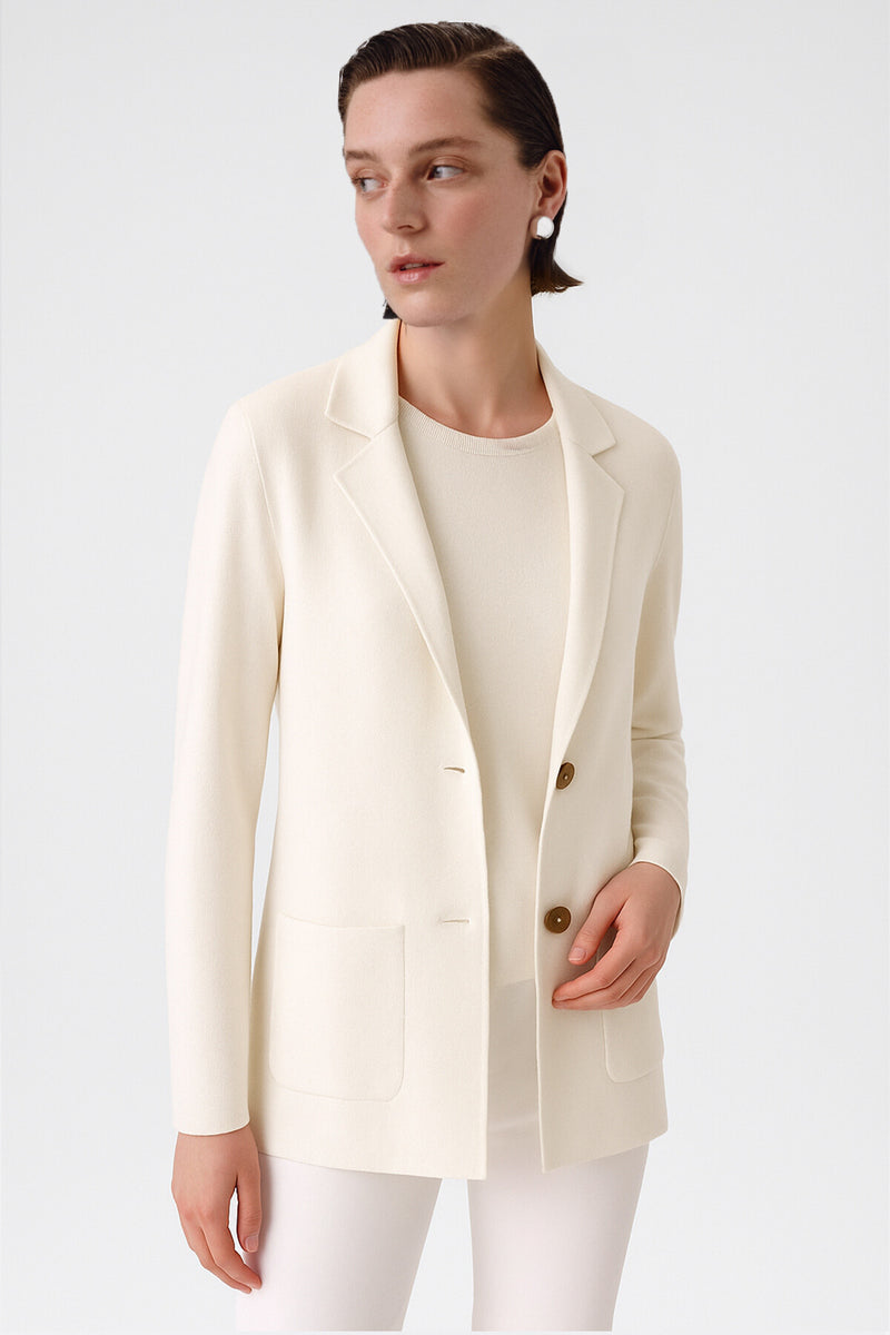 Ecru V-Neck Button-Up Women's Jacket