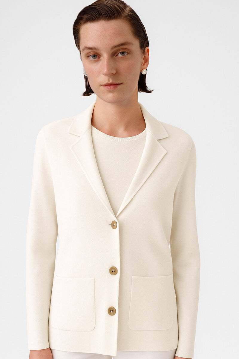 Ecru V-Neck Button-Up Women's Jacket