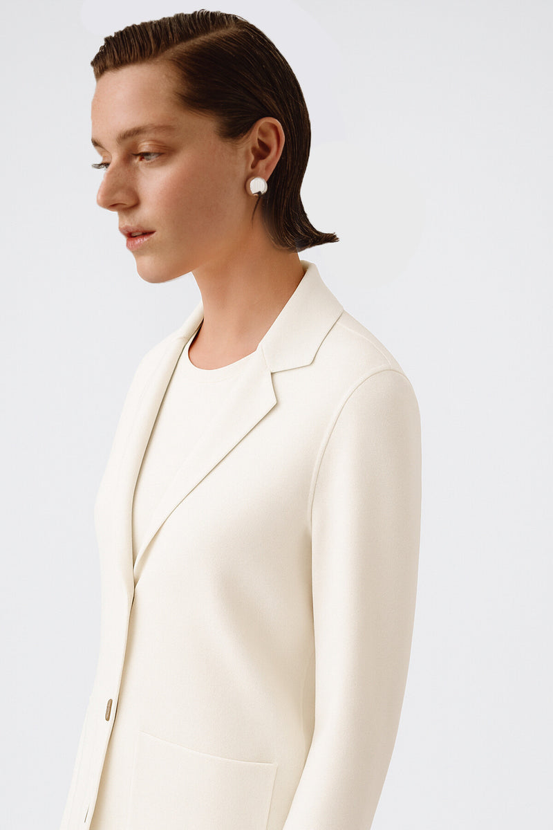 Ecru V-Neck Button-Up Women's Jacket