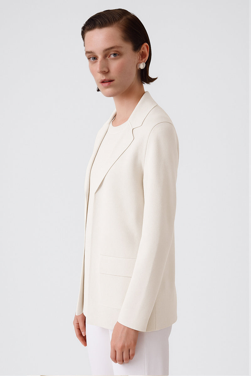Ecru V-Neck Button-Up Women's Jacket
