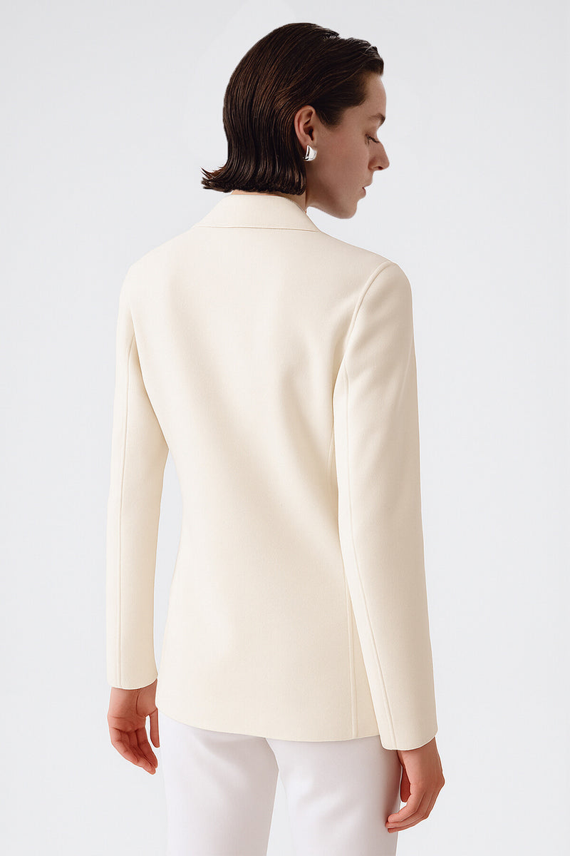 Ecru V-Neck Button-Up Women's Jacket