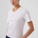 Ecru V-Neck Short Sleeve Women's T-Shirt