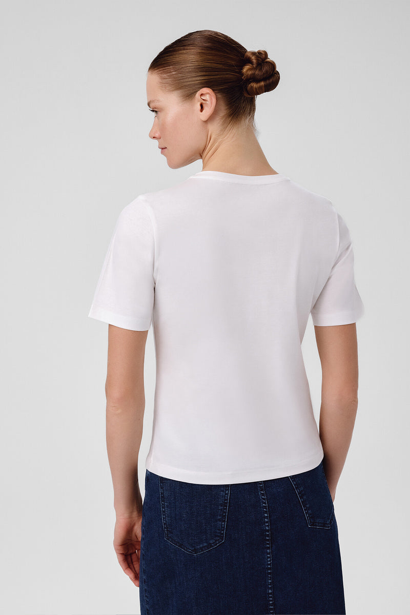 Ecru V-Neck Short Sleeve Women's T-Shirt