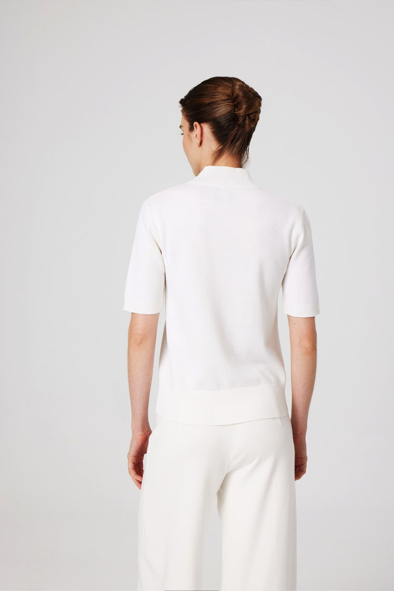 Ecru Half Fisherman's Collar Women's Sweater