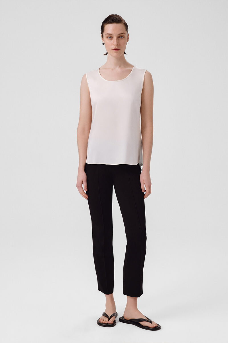 Ecru Round Neck Satin Women's Athletic Shirt