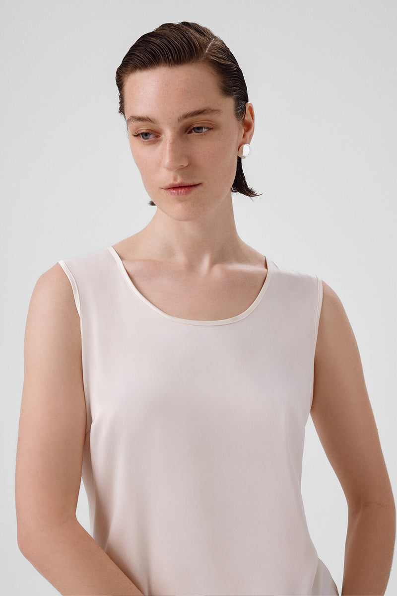 Ecru Round Neck Satin Women's Athletic Shirt
