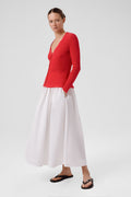 Fuchsia V-Neck Ribbed Fine Women's Cardigan