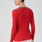 Fuchsia V-Neck Ribbed Fine Women's Cardigan