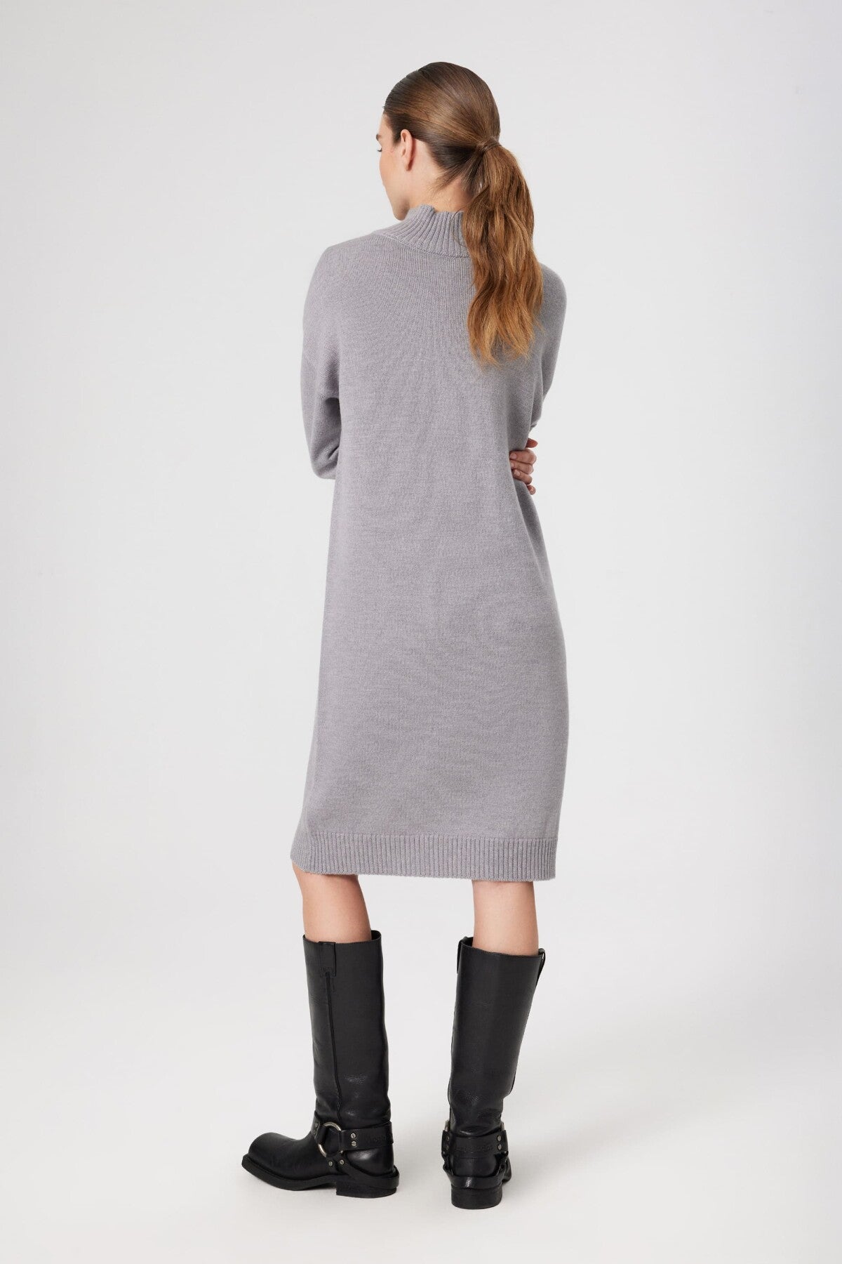 Gray Fisherman's Collar Midi Dress