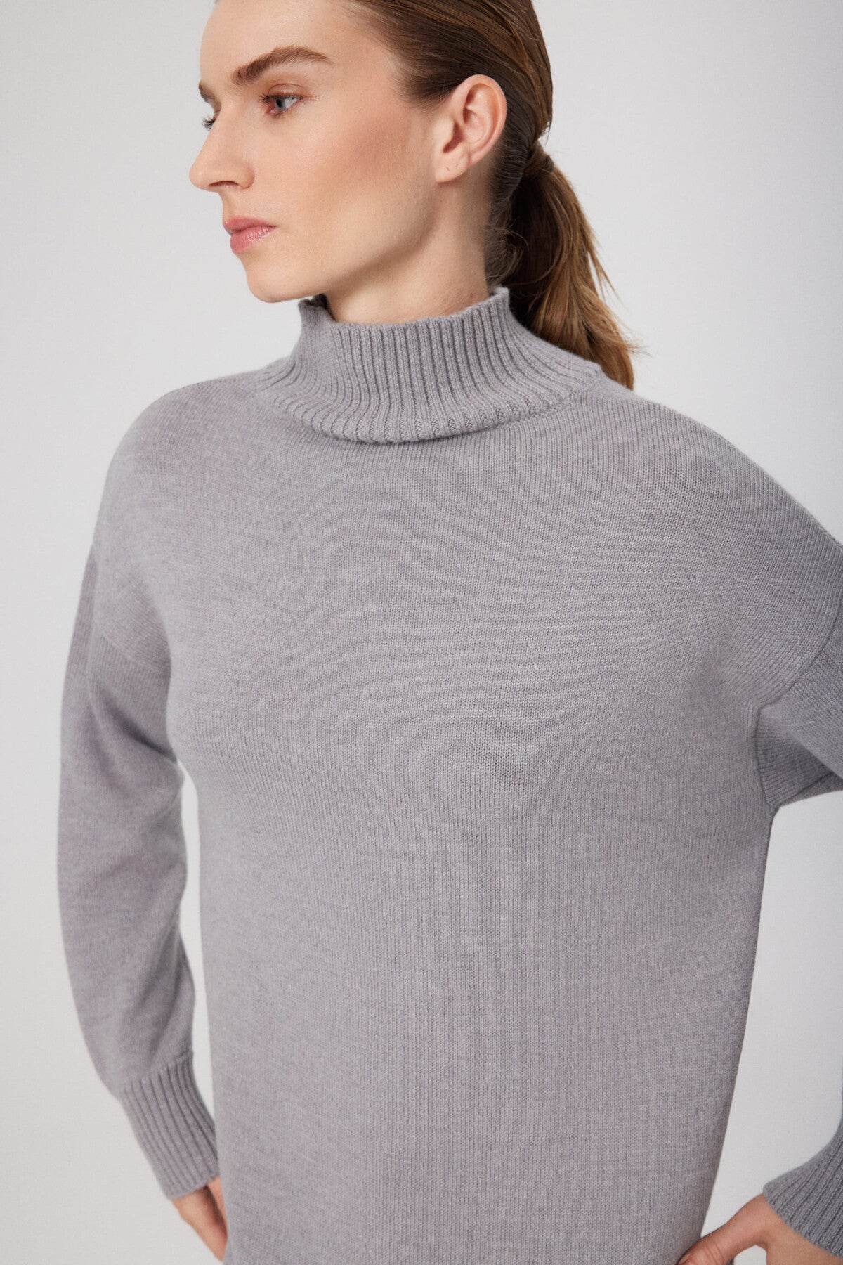 Gray Fisherman's Collar Midi Dress