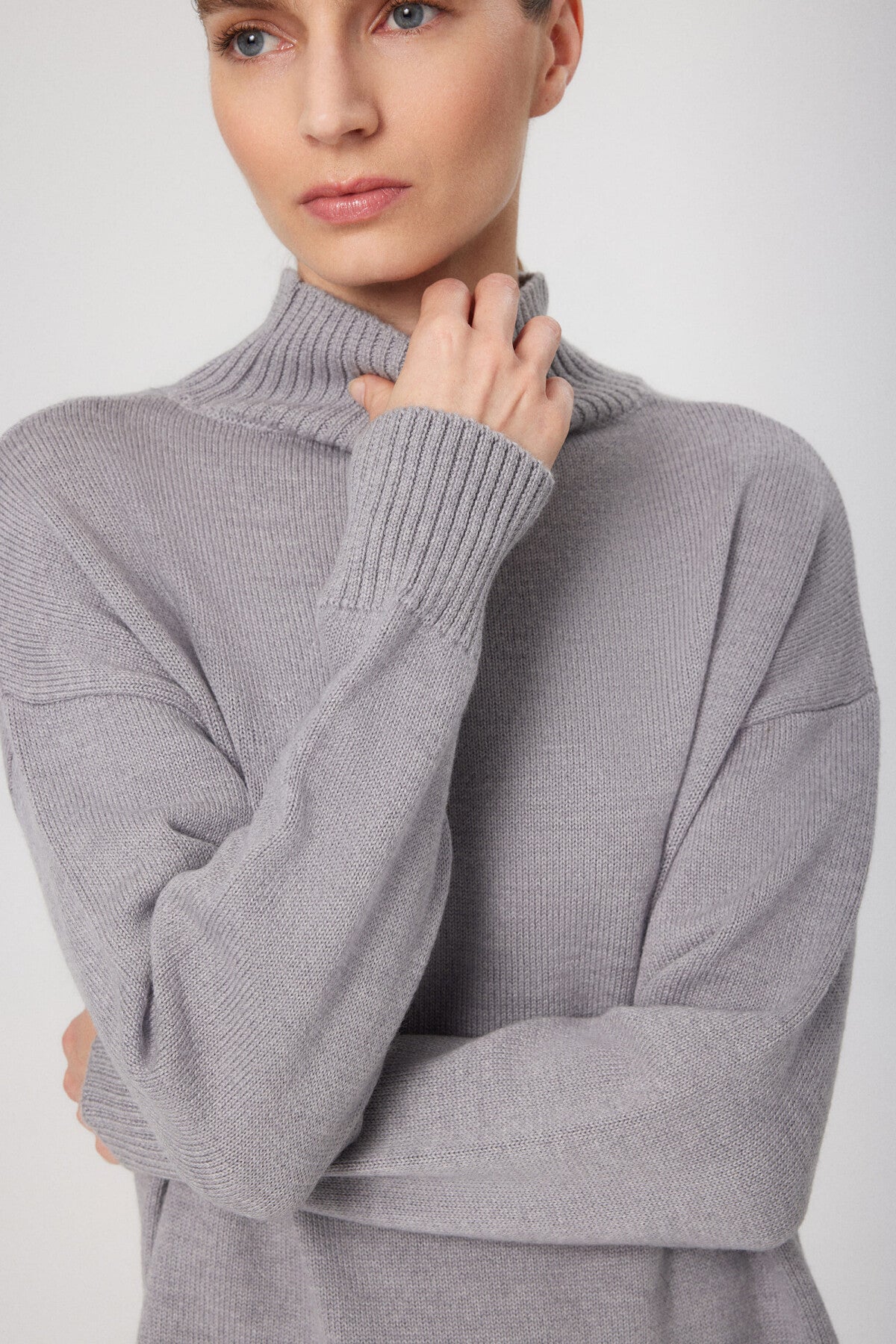 Gray Fisherman's Collar Midi Dress