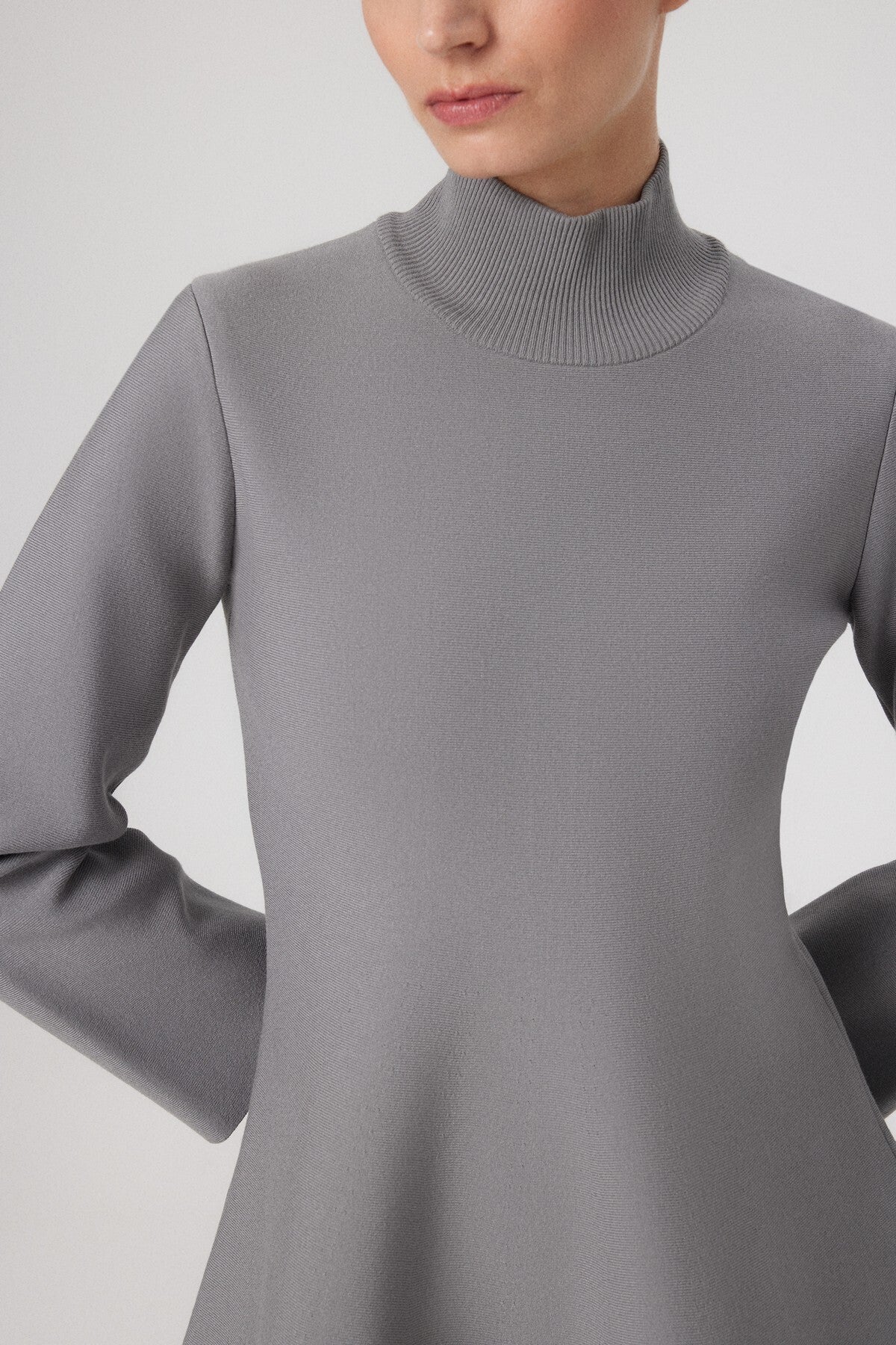 Gray Fisherman's Collar Mini Skirt Dress