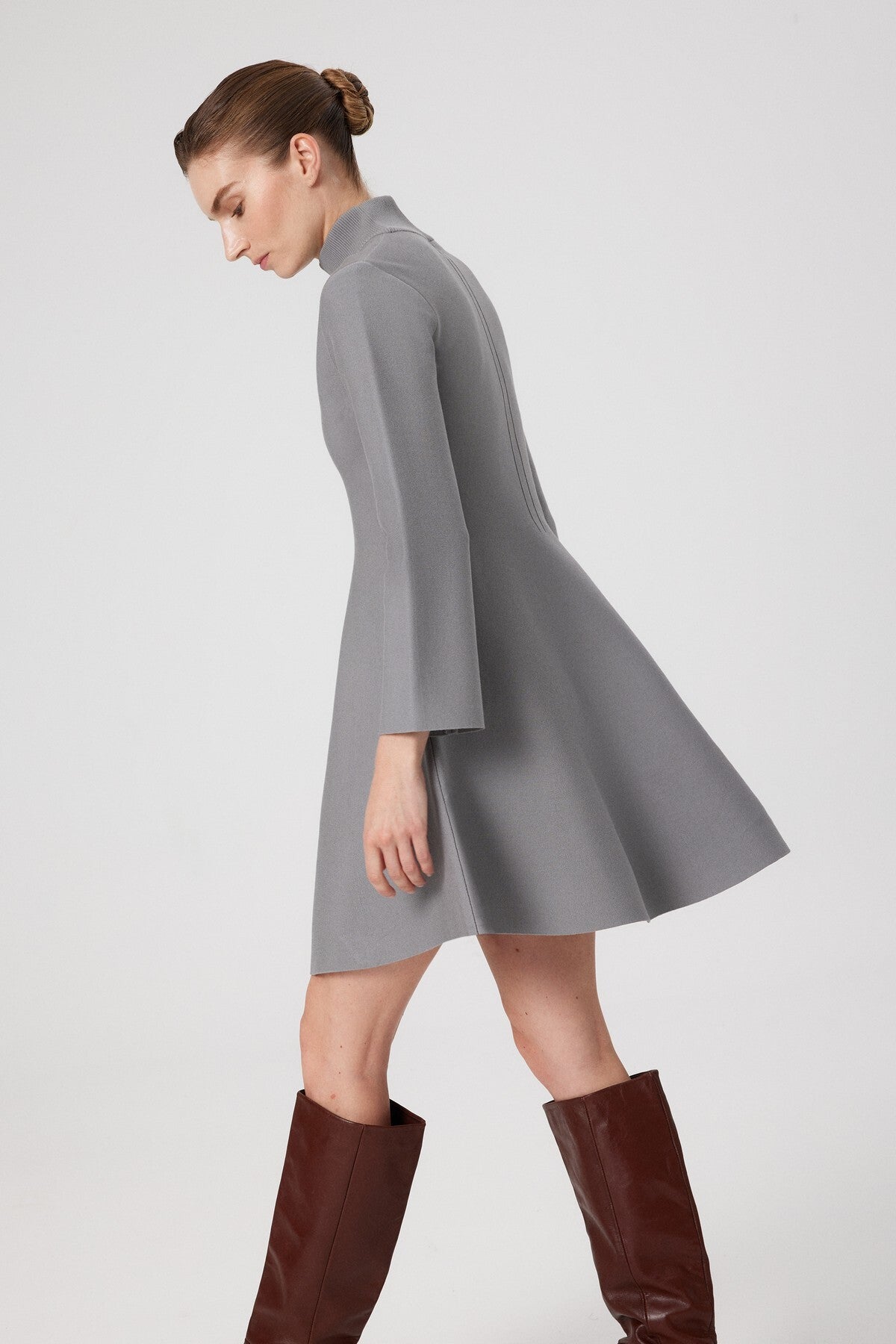 Gray Fisherman's Collar Mini Skirt Dress