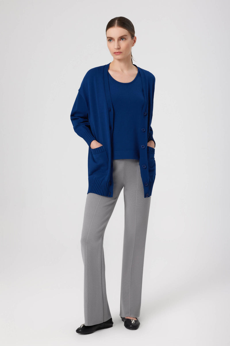 High-Waisted Women's Pants with Grey Stripes