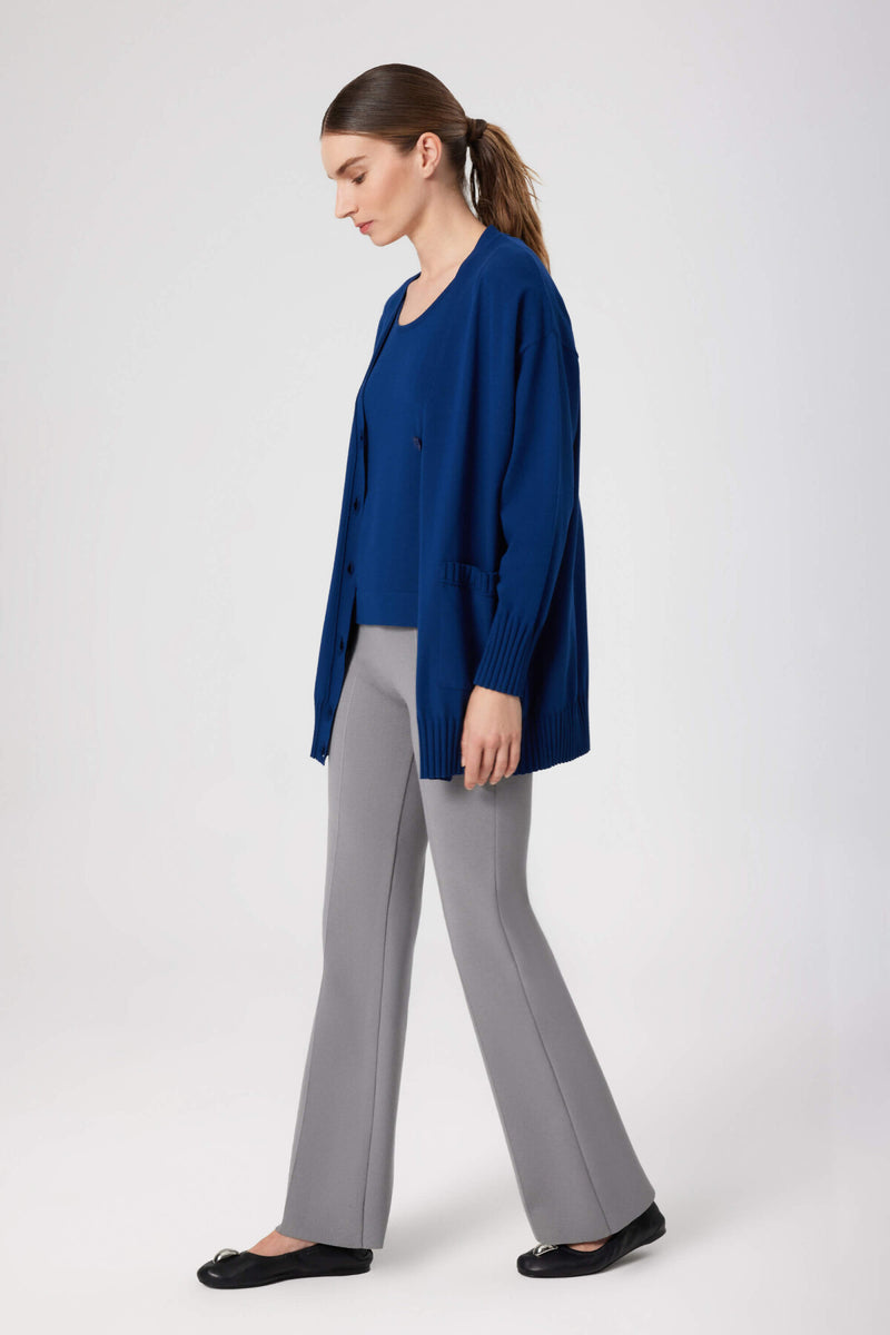 High-Waisted Women's Pants with Grey Stripes