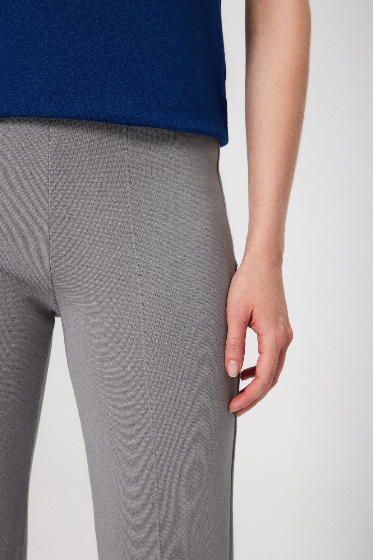 High-Waisted Women's Pants with Grey Stripes