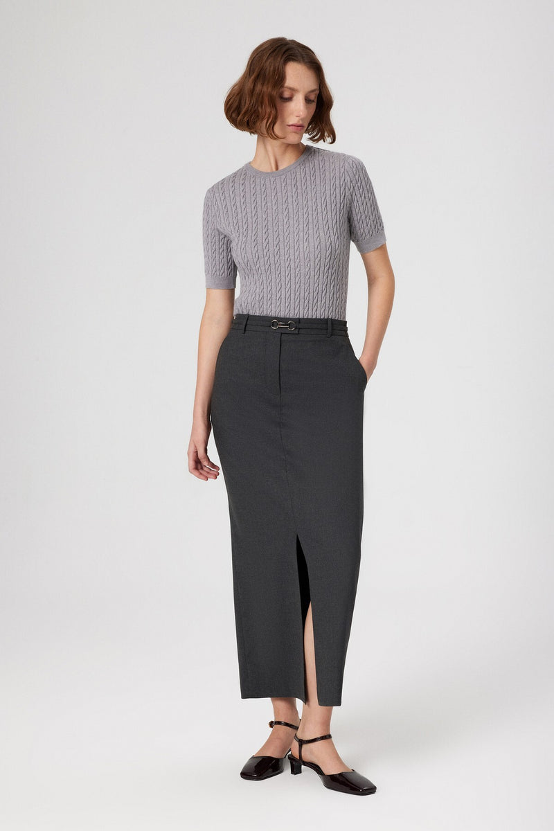 Long Skirt with Slit at the Front
