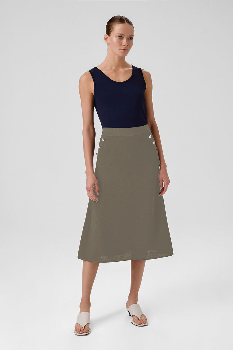 Gray Green Mesh Midi Skirt