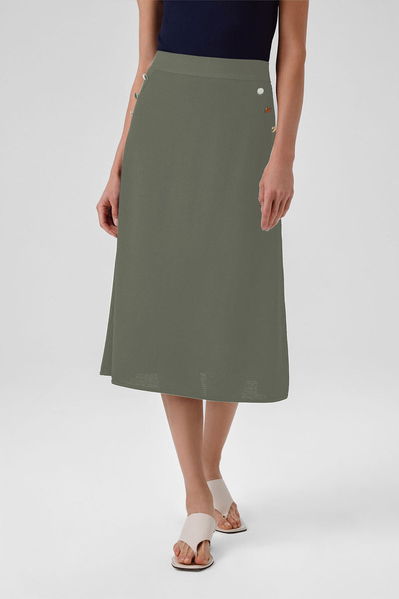 Gray Green Mesh Midi Skirt