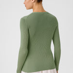 Gray Green V-Neck Ribbed Fine Women's Cardigan