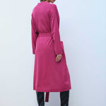Long Women's Cardigan with Waist Tie and Rose Embroidery