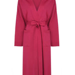 Long Women's Cardigan with Waist Tie and Rose Embroidery