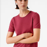 Rose-Colored Short-Sleeved Women's Sweater with a Bicycle Neckline