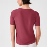 Rose-Colored Short-Sleeved Women's Sweater with a Bicycle Neckline