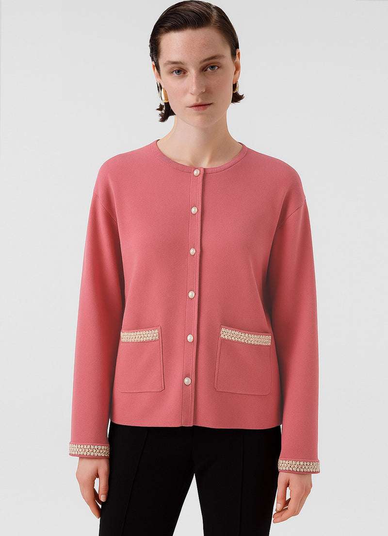 Women's Jacket with Pearl Buttons and Pocket Details