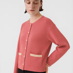 Women's Jacket with Pearl Buttons and Pocket Details
