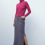 Rose-Patterned Half-Necked Women's Sweater