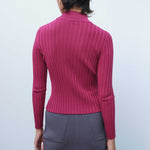 Rose-Patterned Half-Necked Women's Sweater