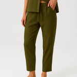 Women's Pants with Belted Waist and Pocket Details
