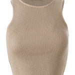 Halter Neck Beige Knit Crop Top