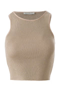 Halter Neck Beige Knit Crop Top