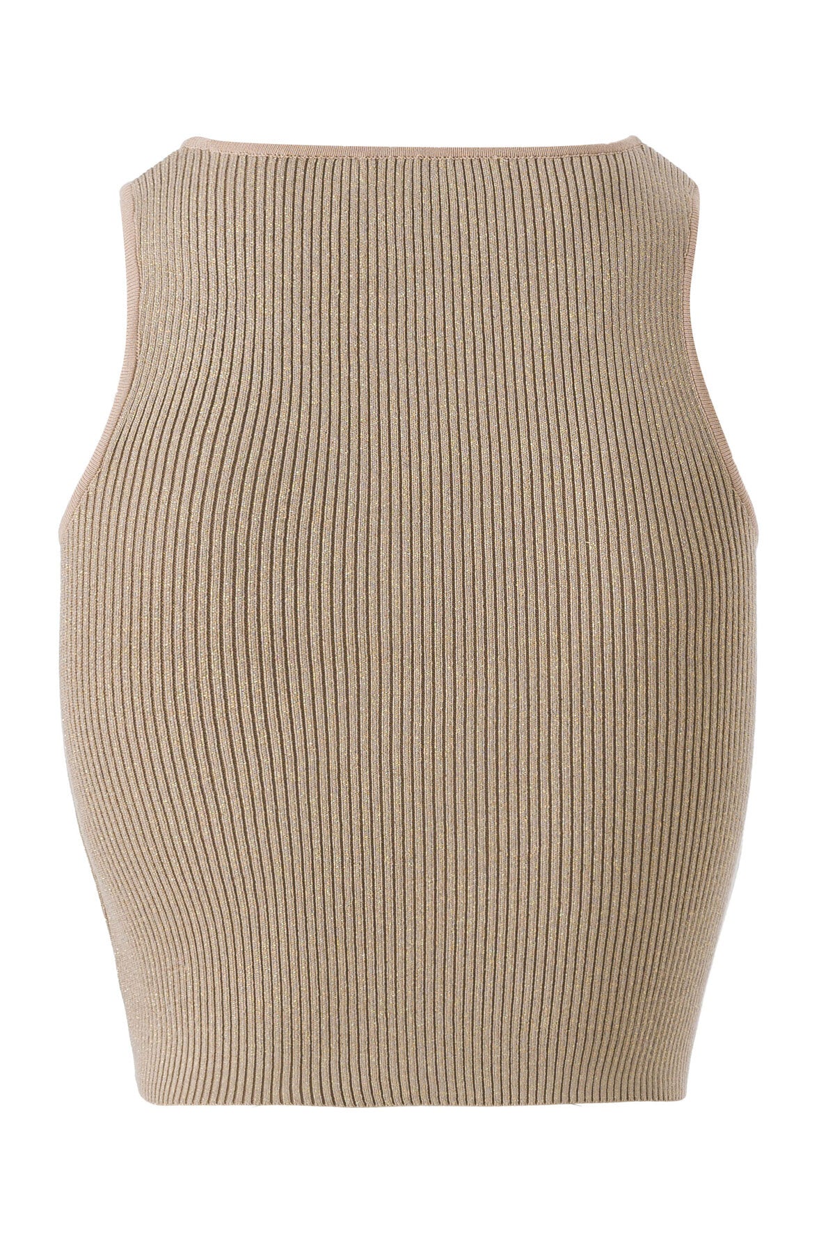 Halter Neck Beige Knit Crop Top