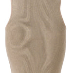 Halter Neck Beige Knit Crop Top