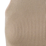 Halter Neck Beige Knit Crop Top