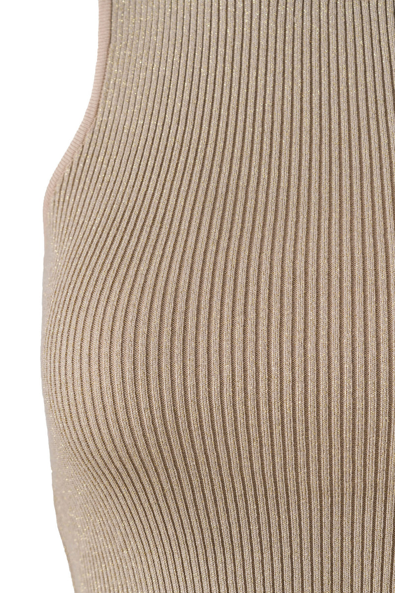 Halter Neck Beige Knit Crop Top