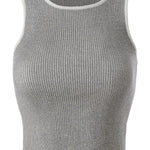 Halter Neck Gray Knit Crop Top